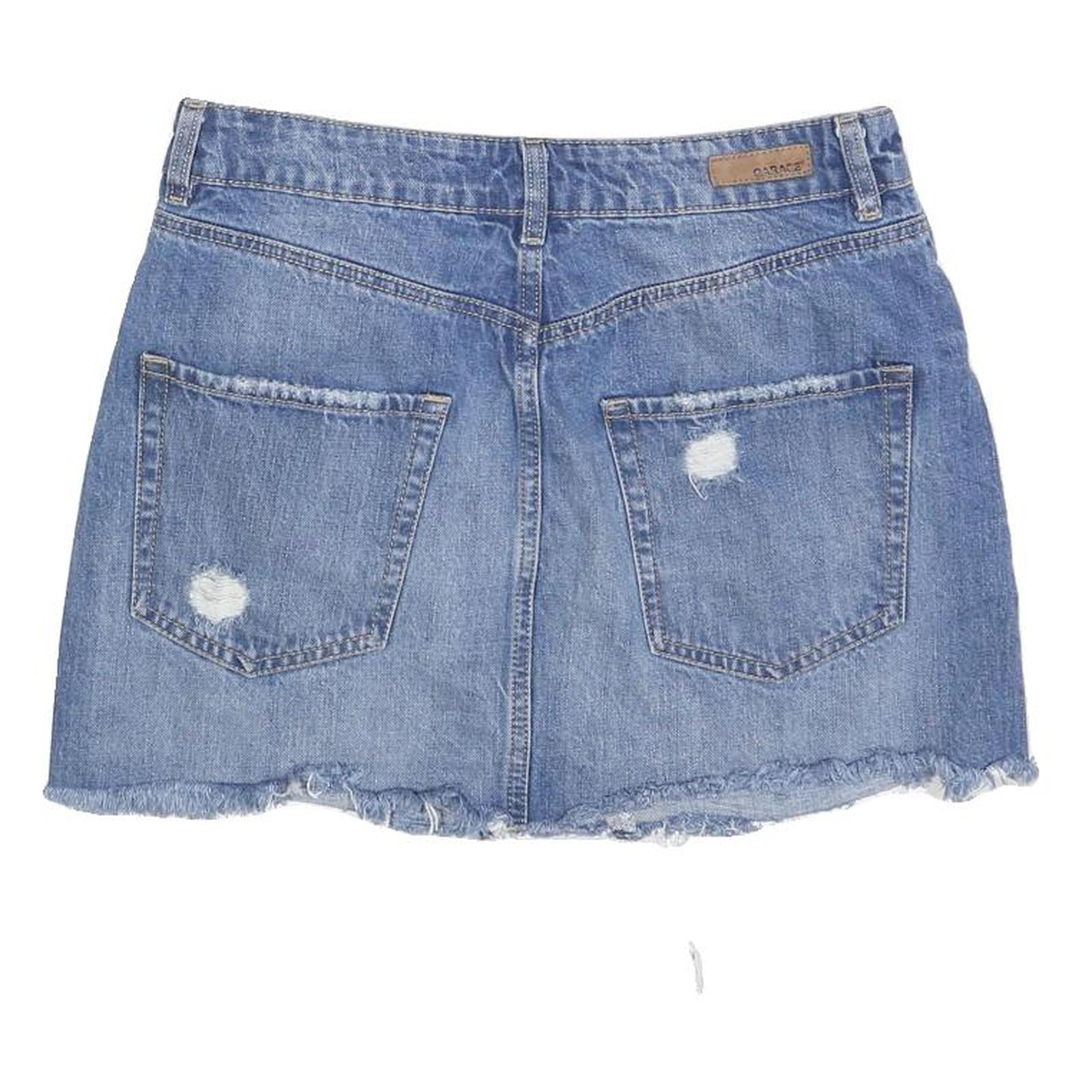 GARAGE Womens Blue Denim Mini Cotton Distressed Skirt M Casual Summer