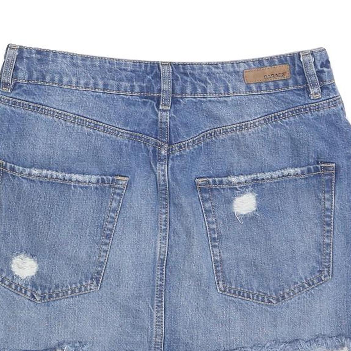 GARAGE Womens Blue Denim Mini Cotton Distressed Skirt M Casual Summer