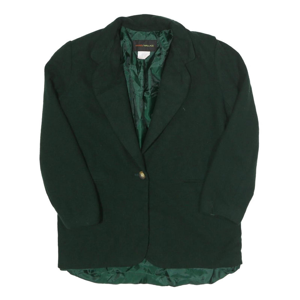 HARRIS/WALLACE Womens Green Wool Button Jacket UK 10 Classic Tailored Plain