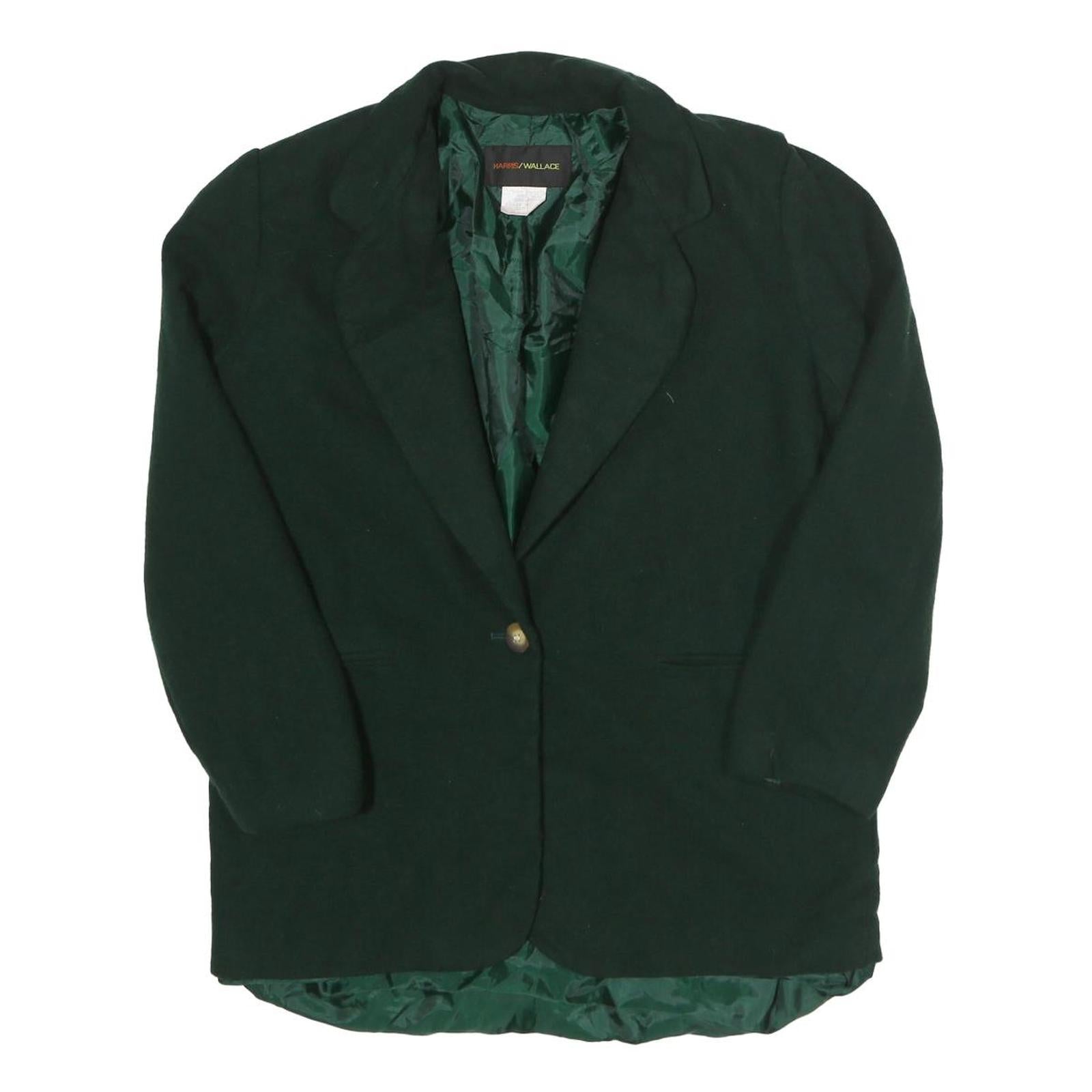 HARRIS/WALLACE Womens Green Wool Button Jacket UK 10 Classic Tailored Plain