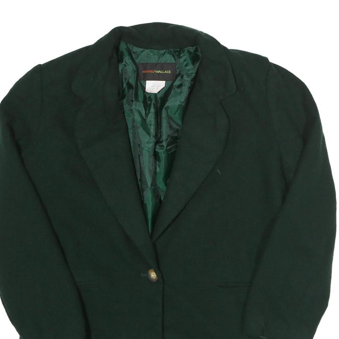 HARRIS/WALLACE Womens Green Wool Button Jacket UK 10 Classic Tailored Plain