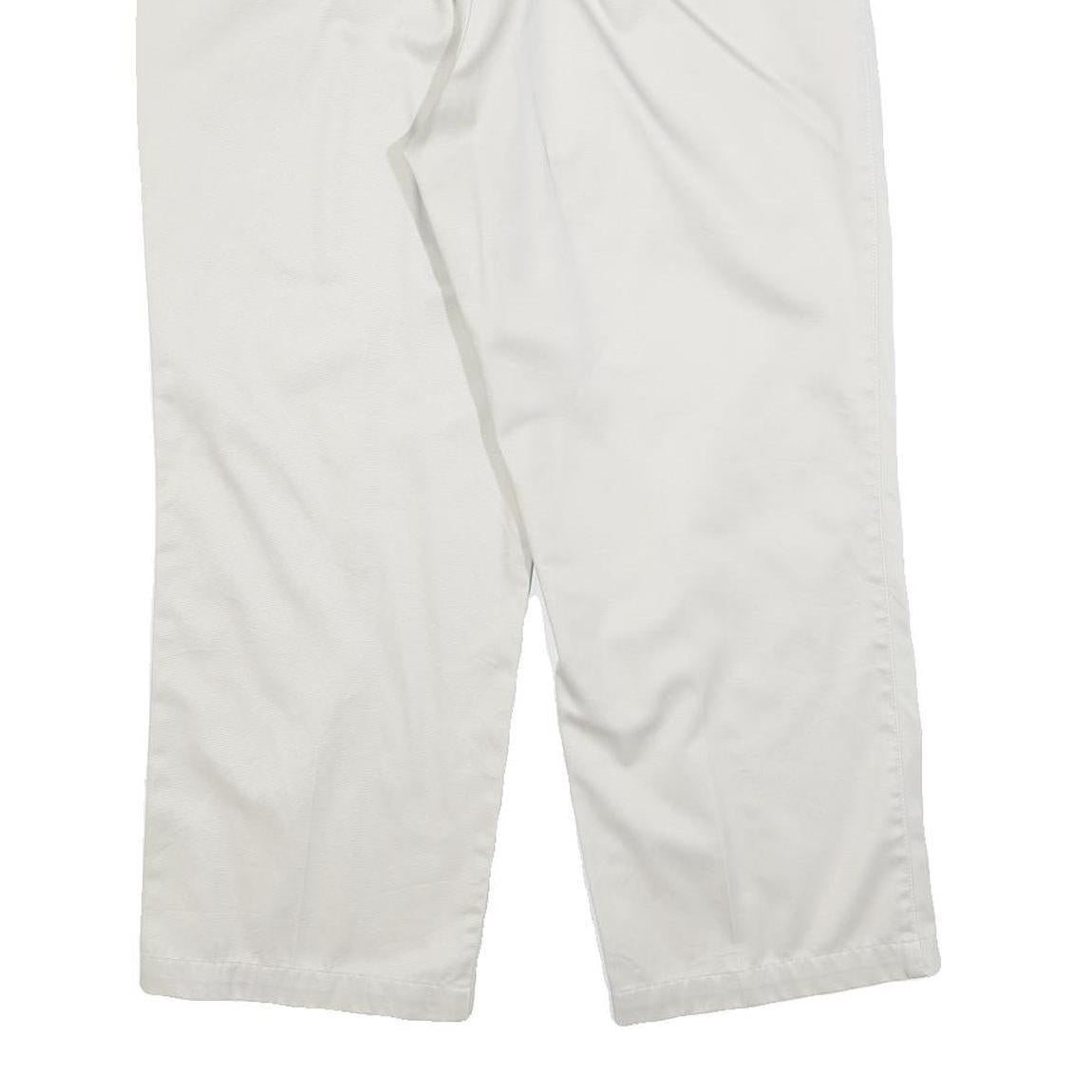 DOCKERS Mens Regular White Cotton Blend Trousers W34 L26 Zip Closure Classic Fit