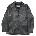 COFI Womens Black Leather Jacket XL Button Plain Stylish Classic Outerwear