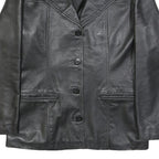 COFI Womens Black Leather Jacket XL Button Plain Stylish Classic Outerwear