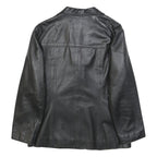 COFI Womens Black Leather Jacket XL Button Plain Stylish Classic Outerwear