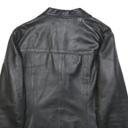 COFI Womens Black Leather Jacket XL Button Plain Stylish Classic Outerwear
