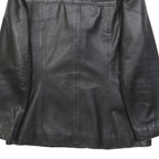COFI Womens Black Leather Jacket XL Button Plain Stylish Classic Outerwear