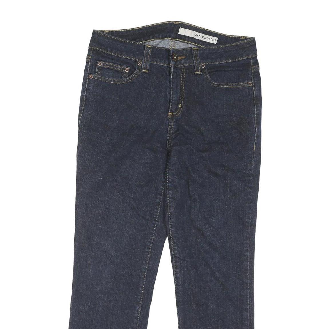 DKNY Womens Dark Blue Regular Fit Straight Denim Jeans W31 L26 Zip Cotton Blend