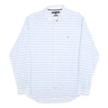 TOMMY HILFIGER Mens Blue & White Striped Shirt L Button-Down Collar Casual