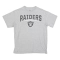 MAJESTIC Mens Grey Raiders Graphic T-Shirt L Short Sleeve Crew Neck Cotton
