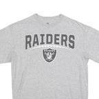 MAJESTIC Mens Grey Raiders Graphic T-Shirt L Short Sleeve Crew Neck Cotton