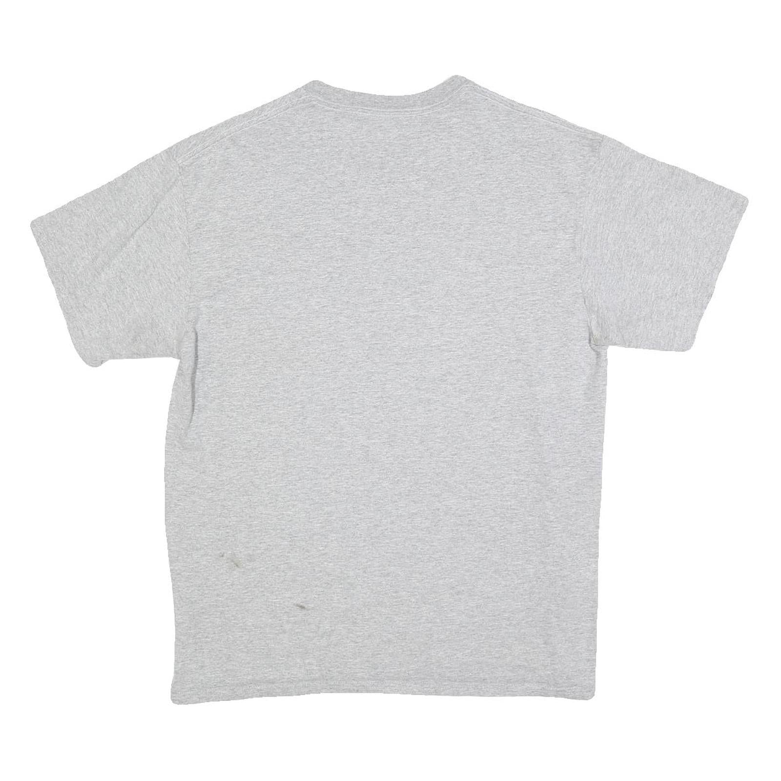 MAJESTIC Mens Grey Raiders Graphic T-Shirt L Short Sleeve Crew Neck Cotton