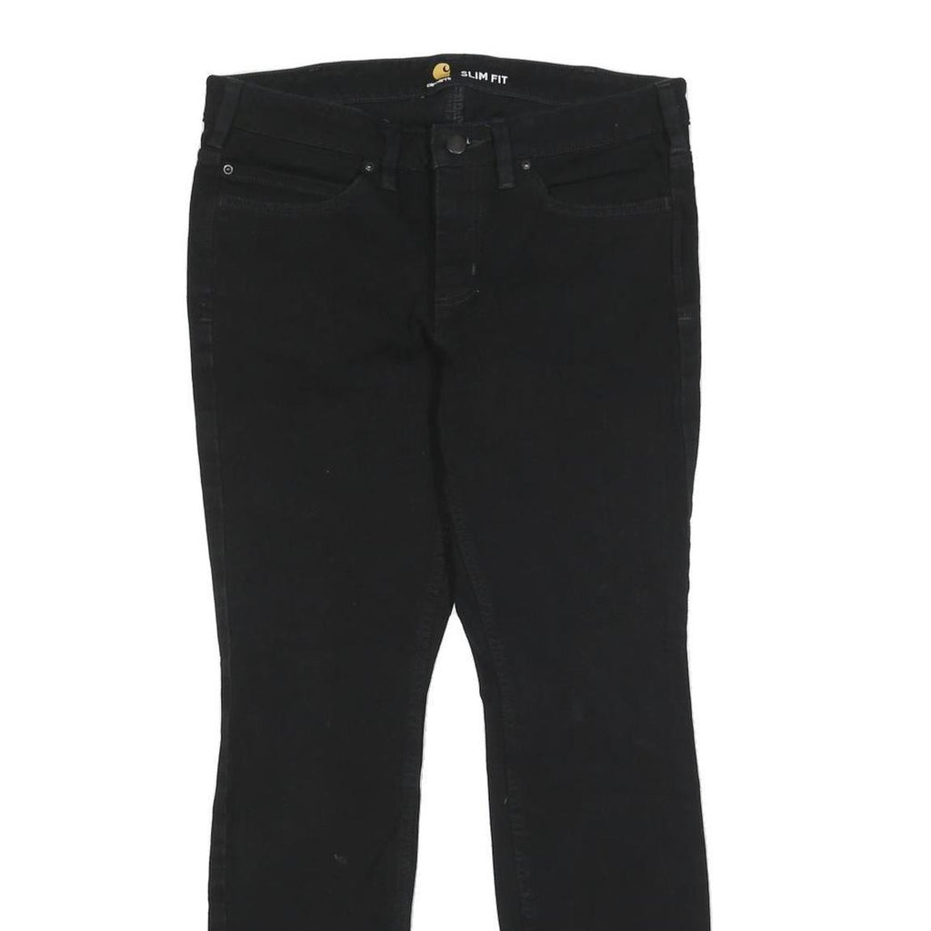 CARHARTT Mens Cotton Blend Black Slim Fit Skinny Trousers W30 L28 Zip Closure