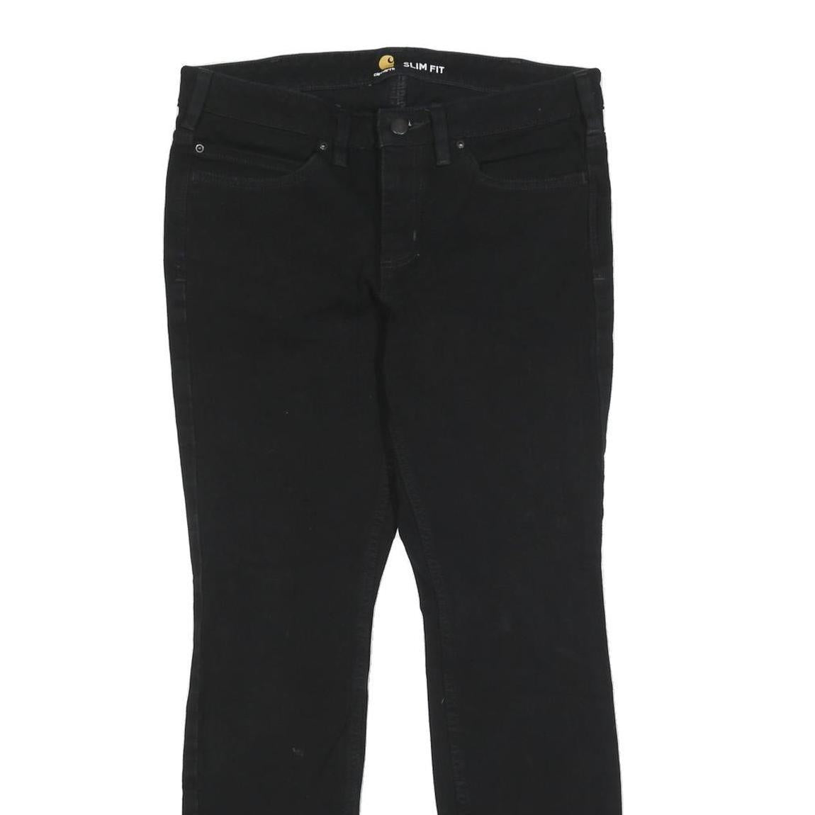 CARHARTT Mens Cotton Blend Black Slim Fit Skinny Trousers W30 L28 Zip Closure