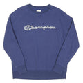 CHAMPION Mens Blue Crew Neck M Logo Sweatshirt Cotton Blend Casual Pullover
