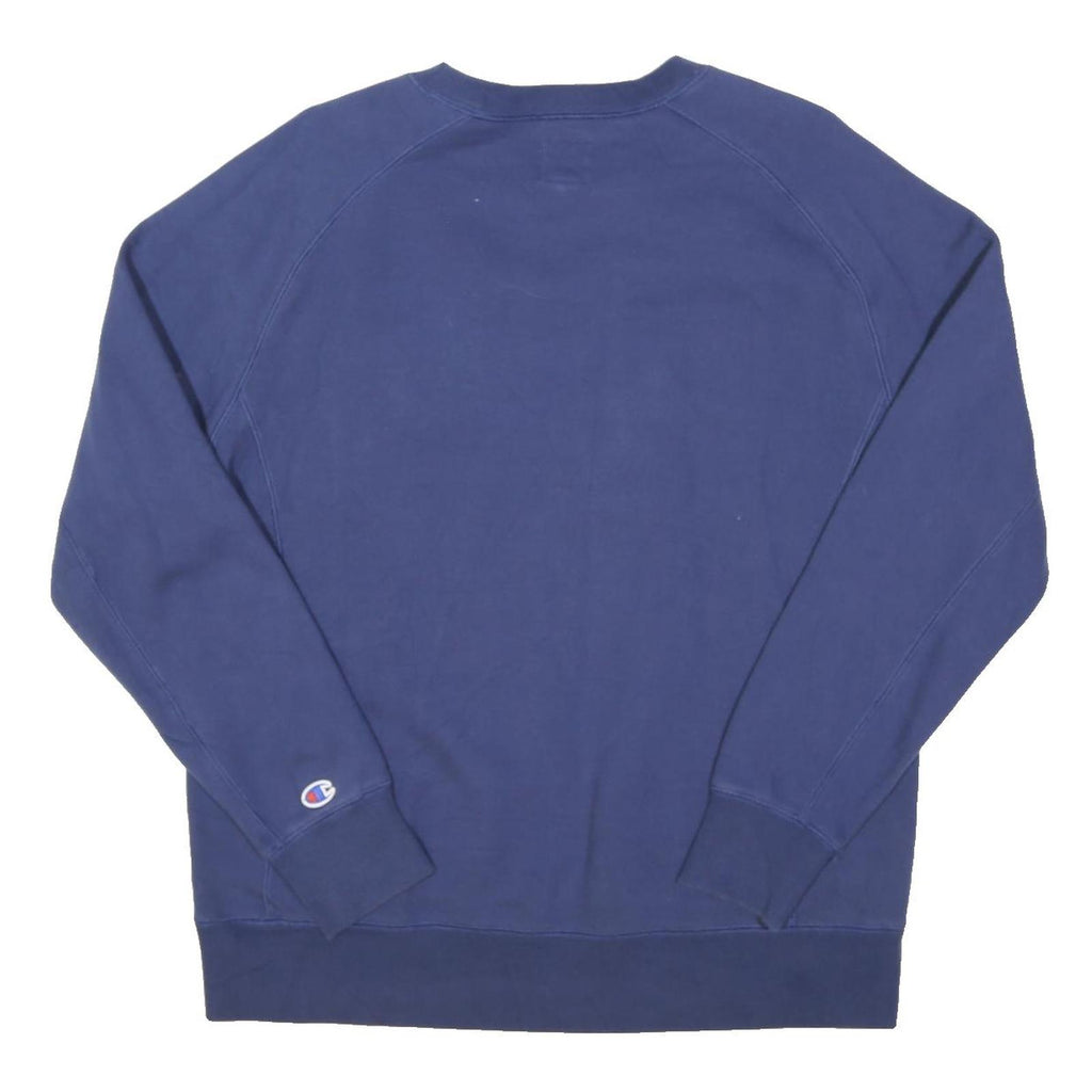 CHAMPION Mens Blue Crew Neck M Logo Sweatshirt Cotton Blend Casual Pullover
