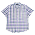 TOMMY HILFIGER Mens Blue & Purple Check Shirt XL Cotton Casual Summer Short