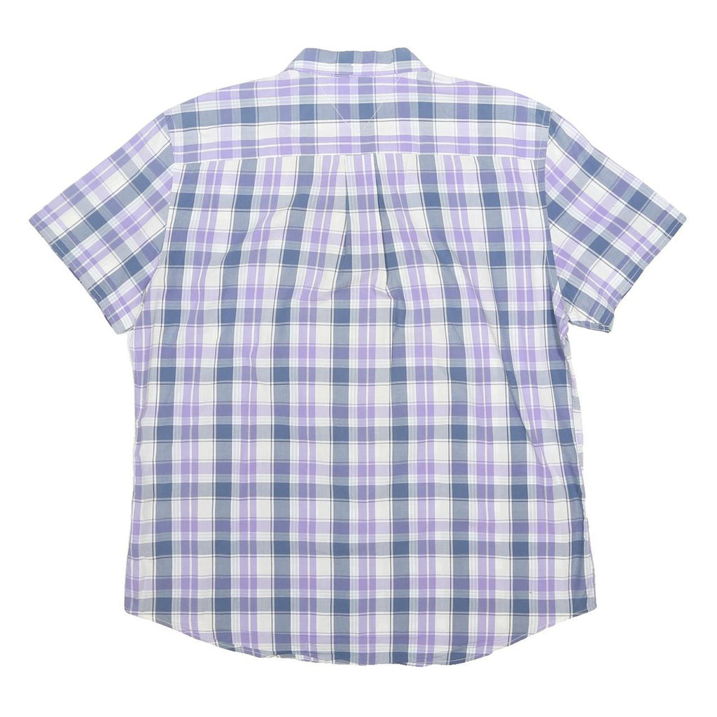 TOMMY HILFIGER Mens Blue & Purple Check Shirt XL Cotton Casual Summer Short