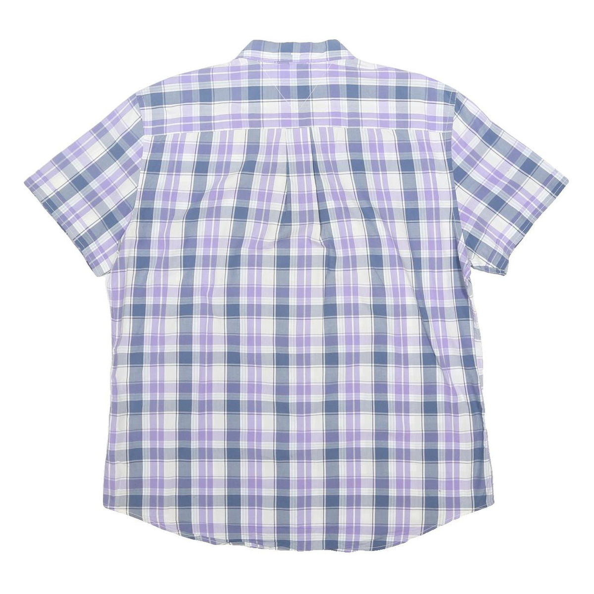 TOMMY HILFIGER Mens Blue & Purple Check Shirt XL Cotton Casual Summer Short