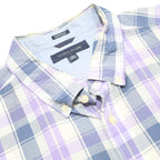 TOMMY HILFIGER Mens Blue & Purple Check Shirt XL Cotton Casual Summer Short