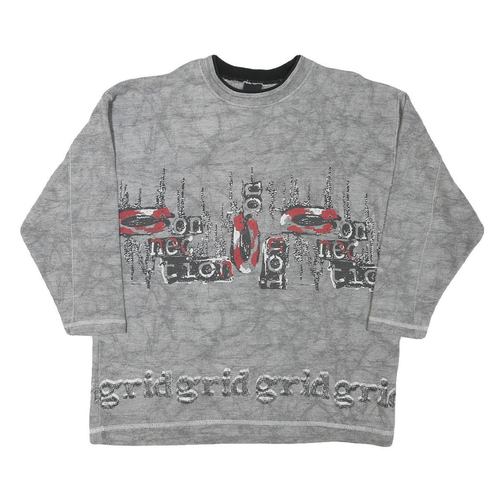 JINGLES Mens Grey Cotton Blend Crew Neck M Sweatshirt Graphic Text Print