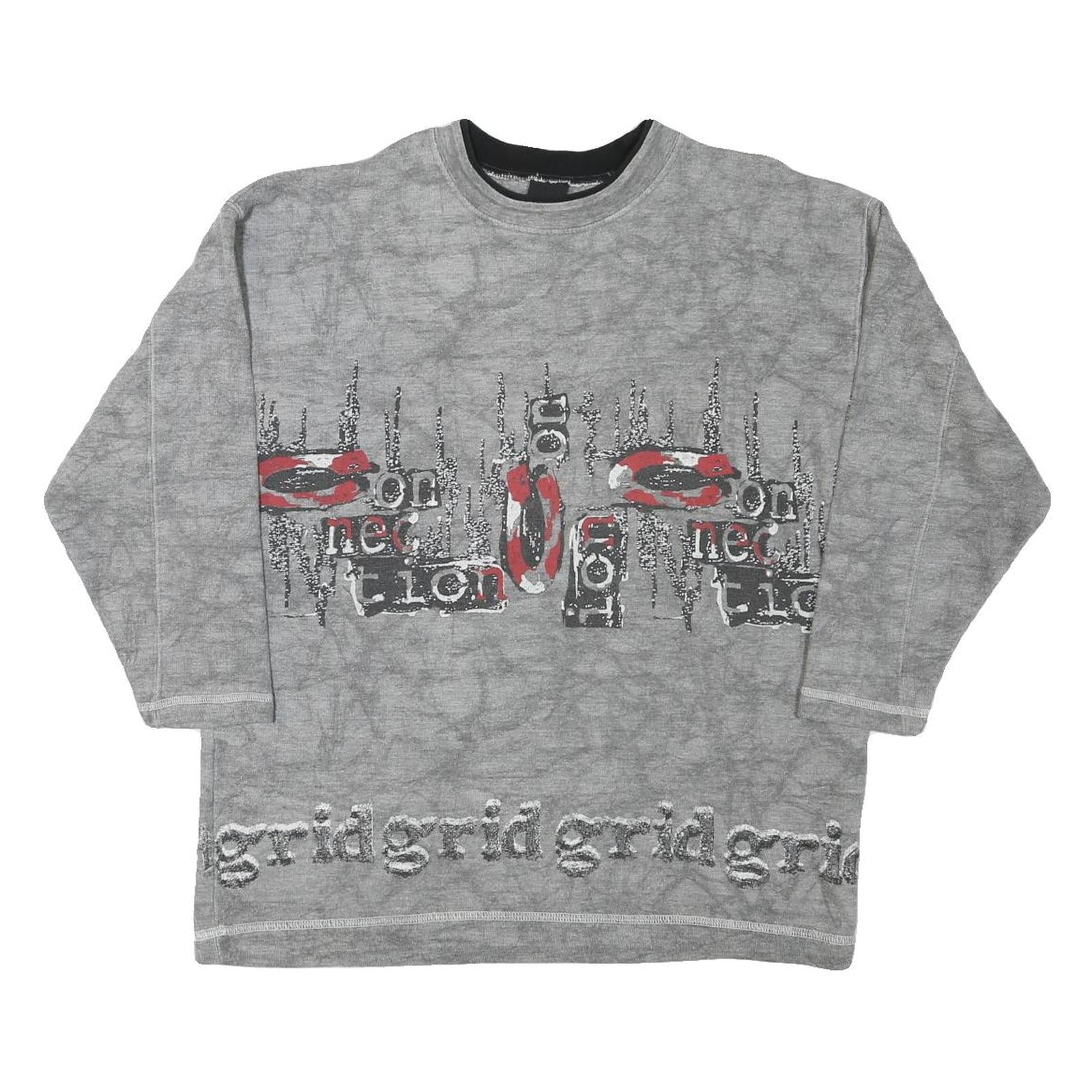 JINGLES Mens Grey Cotton Blend Crew Neck M Sweatshirt Graphic Text Print