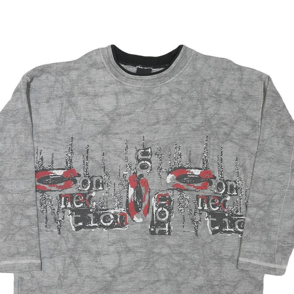 JINGLES Mens Grey Cotton Blend Crew Neck M Sweatshirt Graphic Text Print