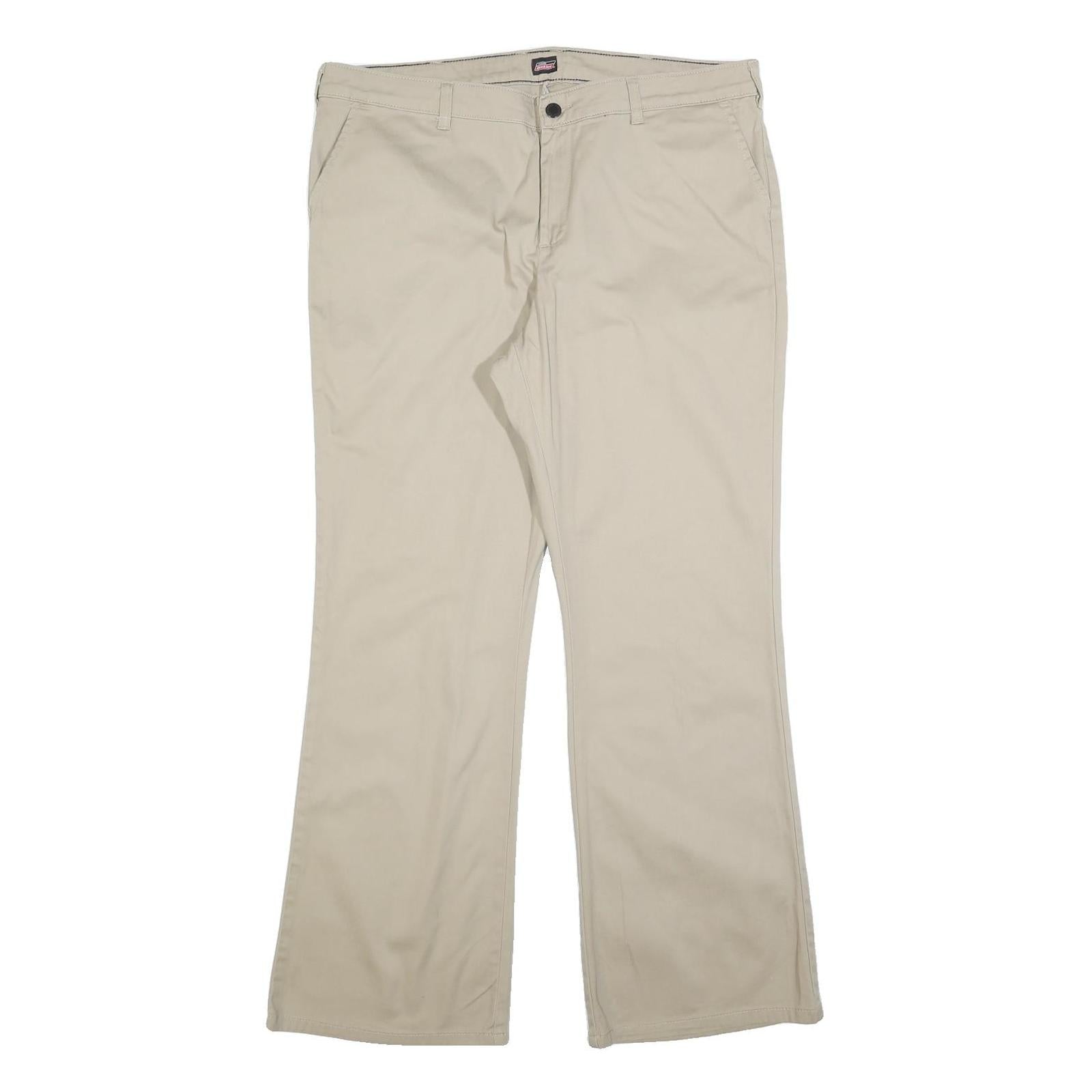 DICKIES Womens Cotton Blend Beige Slim Straight Trousers W38 L32 Workwear Zip