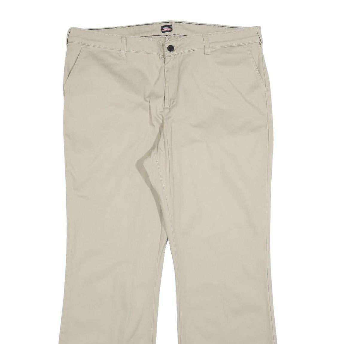 DICKIES Womens Cotton Blend Beige Slim Straight Trousers W38 L32 Workwear Zip