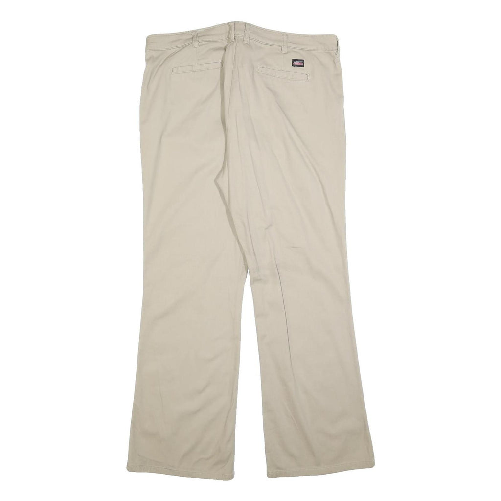 DICKIES Womens Cotton Blend Beige Slim Straight Trousers W38 L32 Workwear Zip