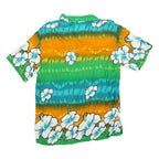 ISLAND EXPRESSIONS Mens Green & Orange Floral Hawaiian Shirt S Cotton Blend