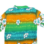 ISLAND EXPRESSIONS Mens Green & Orange Floral Hawaiian Shirt S Cotton Blend
