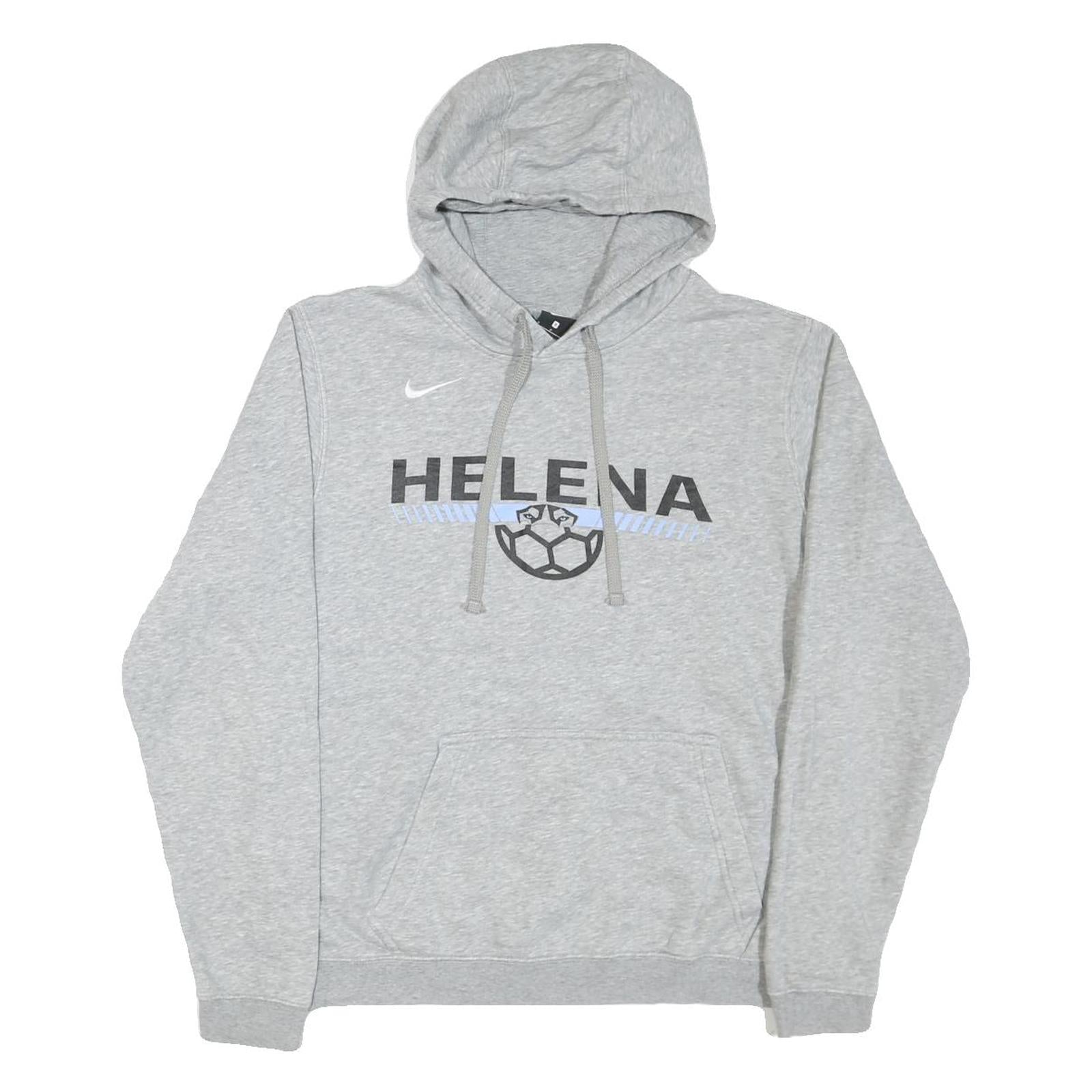 NIKE Mens Grey Helena Hoodie S Cotton Blend Lightweight Pullover Sweatshirt