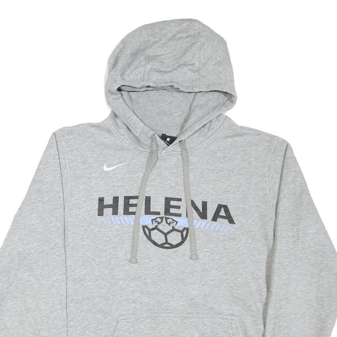 NIKE Mens Grey Helena Hoodie S Cotton Blend Lightweight Pullover Sweatshirt