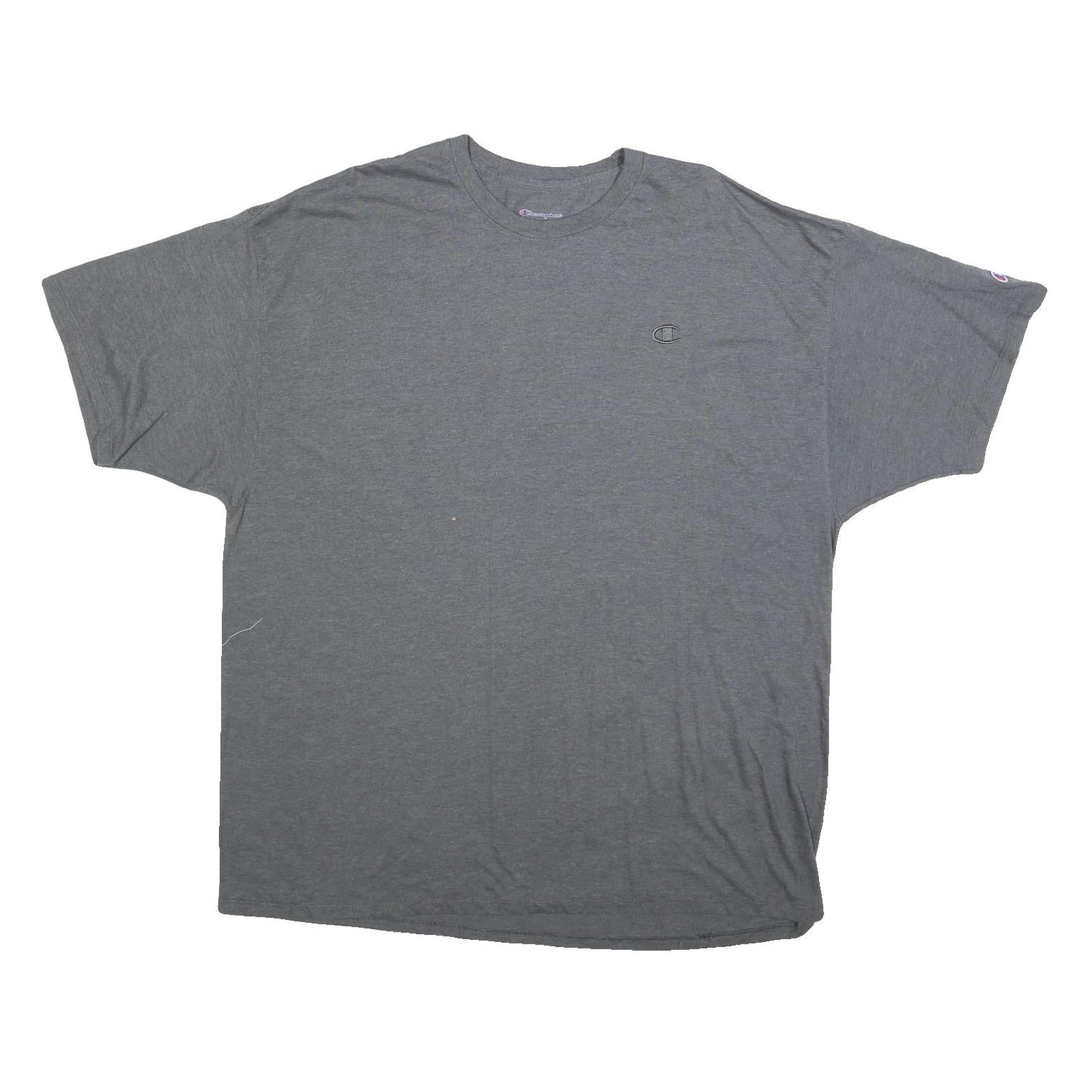 CHAMPION Mens Grey Plain T-Shirt 3XL Short Sleeve Crew Neck Cotton Blend Casual