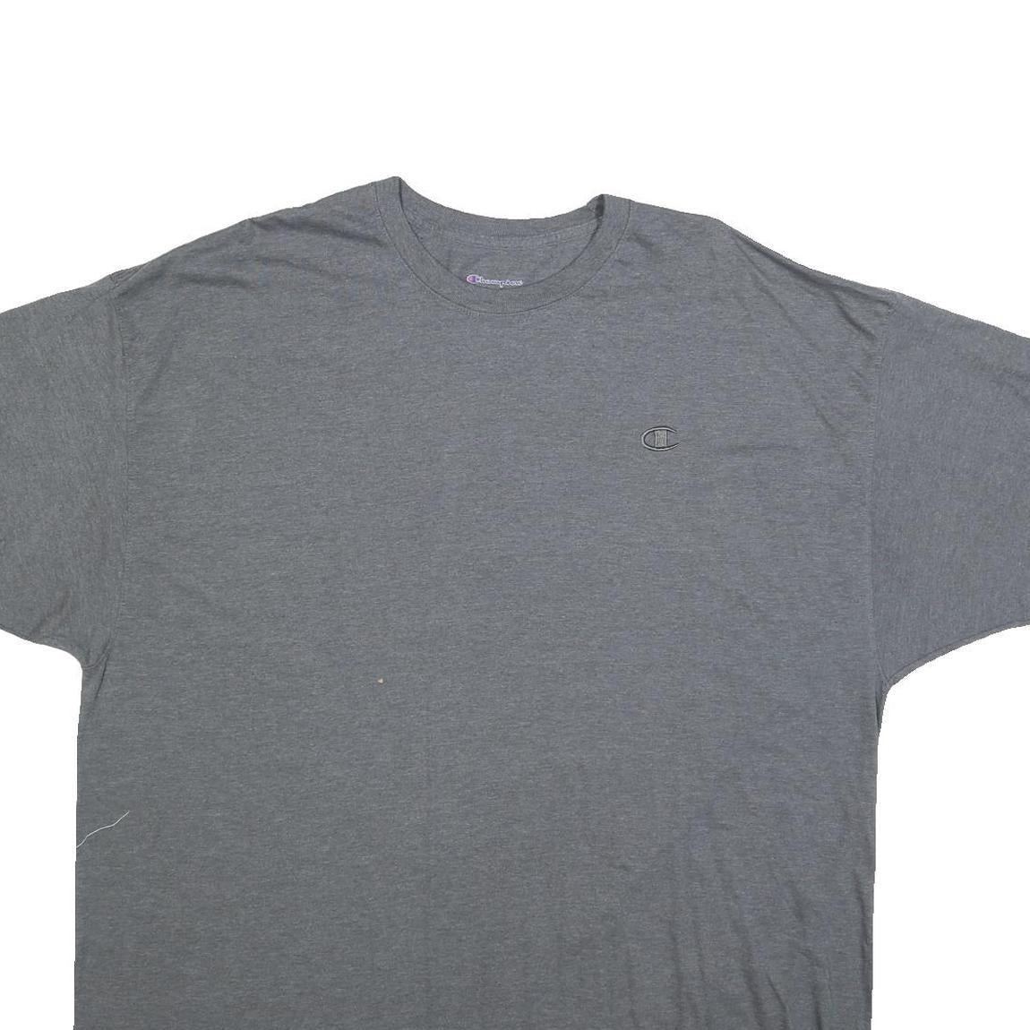 CHAMPION Mens Grey Plain T-Shirt 3XL Short Sleeve Crew Neck Cotton Blend Casual
