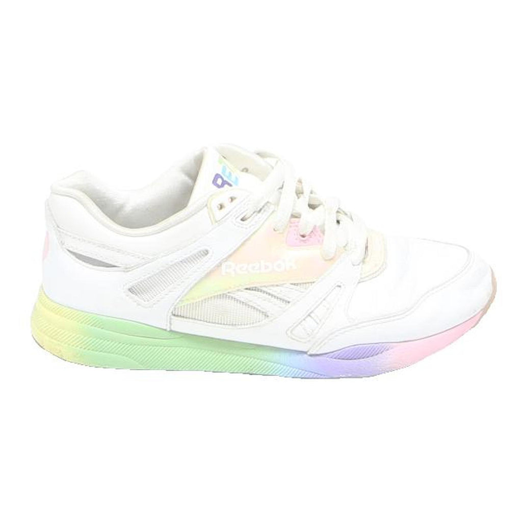 REEBOK Classic Womens Low Top Trainers White Synthetic UK 3.5 Rainbow Sole