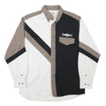 EXPRESS RIDER Mens White & Black & Taupe Cotton Blend Shirt M Button-Up Casual