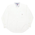 TOMMY HILFIGER Mens White Plain Long Sleeve Shirt L Button Down Collar Cotton