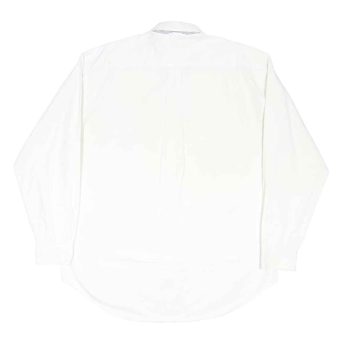TOMMY HILFIGER Mens White Plain Long Sleeve Shirt L Button Down Collar Cotton