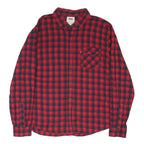 LEVI'S Mens Red & Black Check Shirt L Cotton Blend Casual Button Down