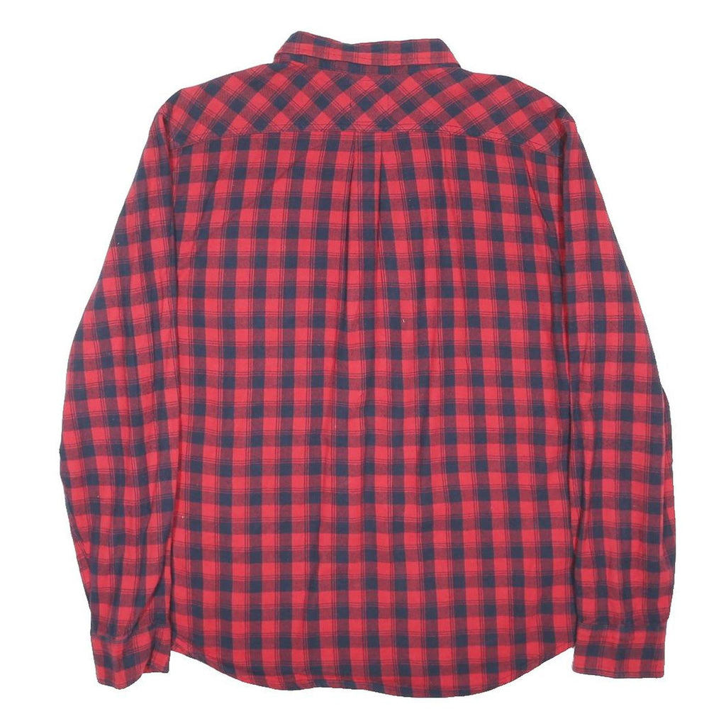 LEVI'S Mens Red & Black Check Shirt L Cotton Blend Casual Button Down