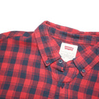 LEVI'S Mens Red & Black Check Shirt L Cotton Blend Casual Button Down