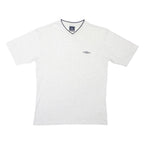 UMBRO Mens White & Grey V-Neck Cotton Blend T-Shirt M Short Sleeve Casual