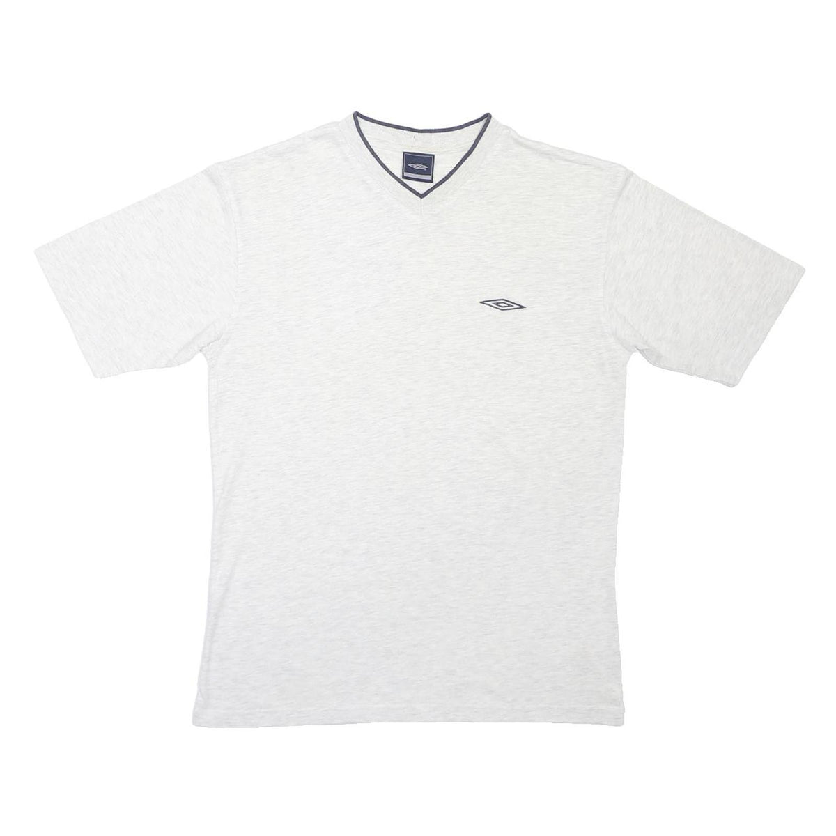 UMBRO Mens White & Grey V-Neck Cotton Blend T-Shirt M Short Sleeve Casual