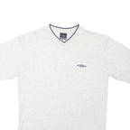 UMBRO Mens White & Grey V-Neck Cotton Blend T-Shirt M Short Sleeve Casual