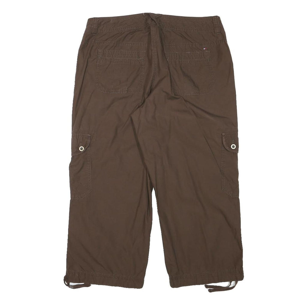 TOMMY HILFIGER Womens Cotton Blend Brown Relaxed Cargo Trousers W32 L22 Utility