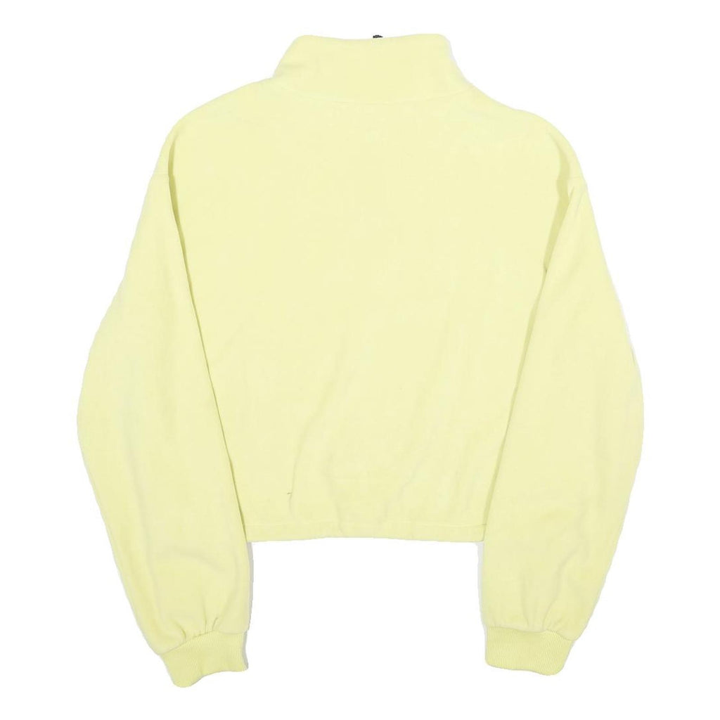 H&M Womens Yellow Plain Pullover Jumper Round Neck Basic Knit S Casual Zip Crop