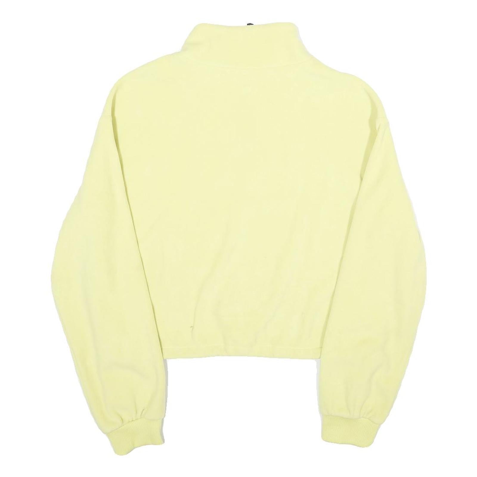 H&M Womens Yellow Plain Pullover Jumper Round Neck Basic Knit S Casual Zip Crop