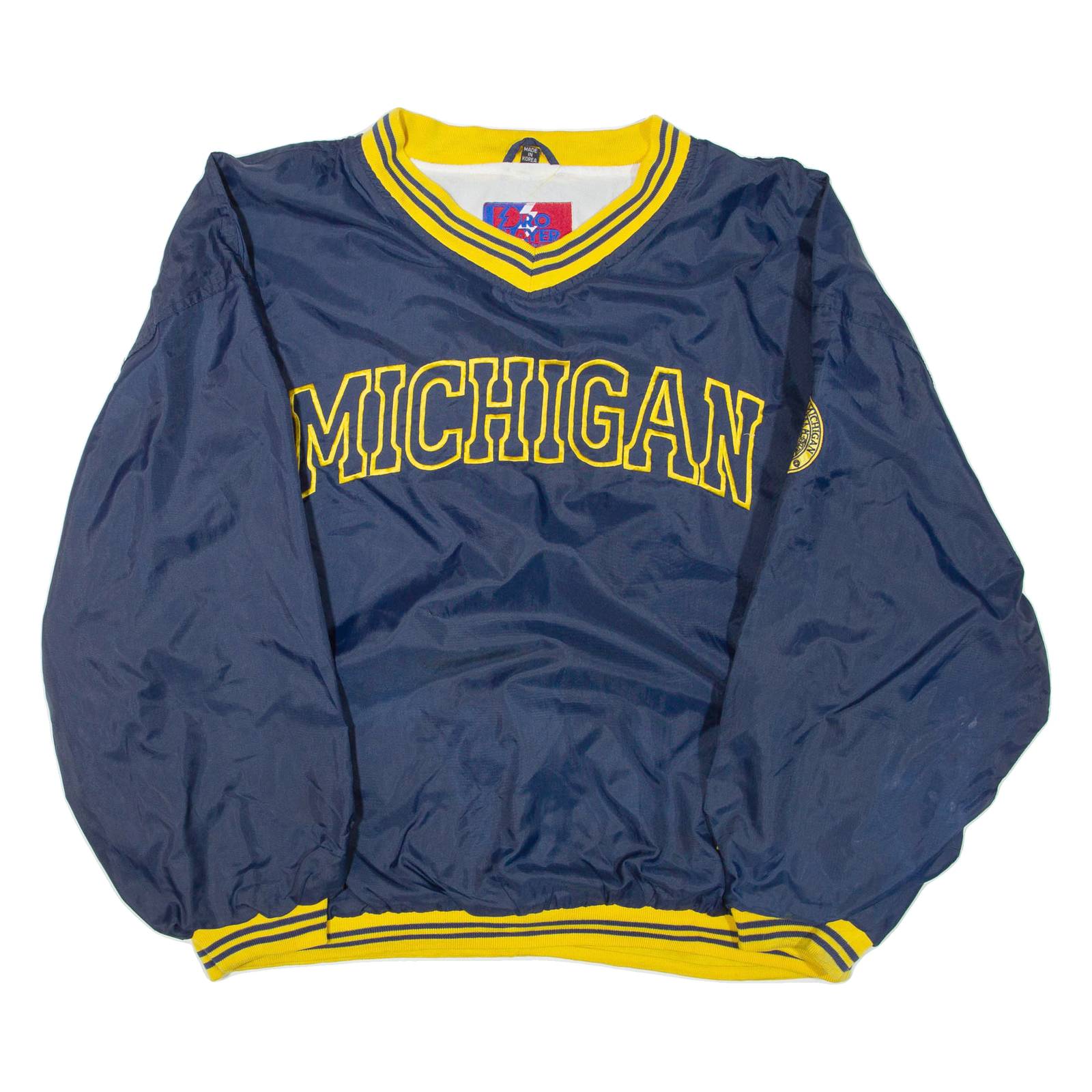 Michigan Mens Pullover Jacket Blue Nylon USA XL